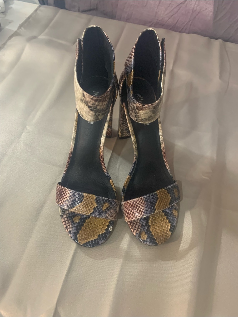 Jeffrey Campbell Snake-Print Ankle Strap Heels - Multi-Tone 115/4